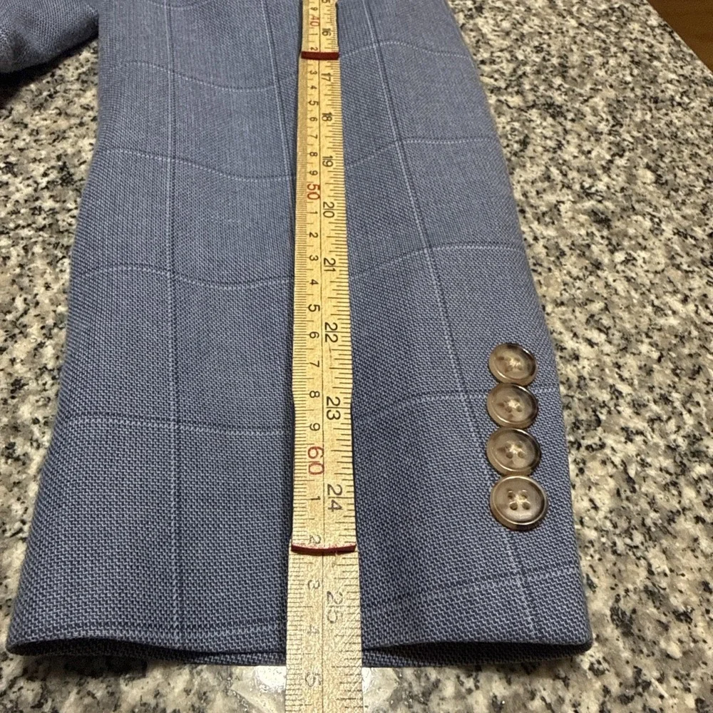 Lauren Ralph Lauren Men's Blazer 44R Light Blue Windowpane Silk/wool